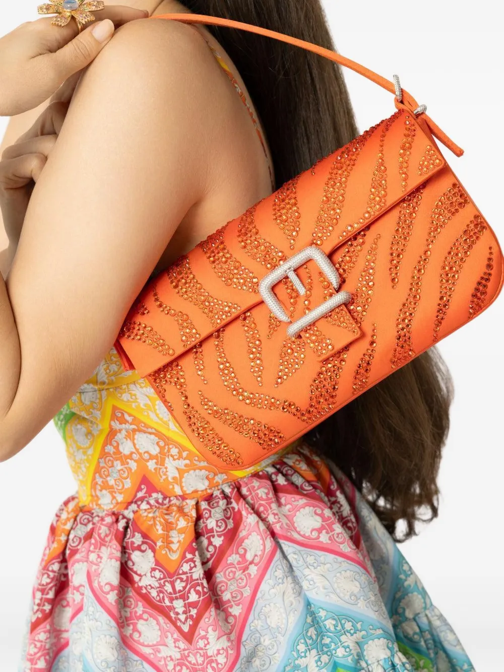 Gedebe Habibi Crystal-embellished Tote Bag In Orange