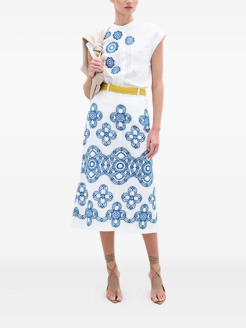 Silvia Tcherassi Adele Floral-embroidery Shirt In White