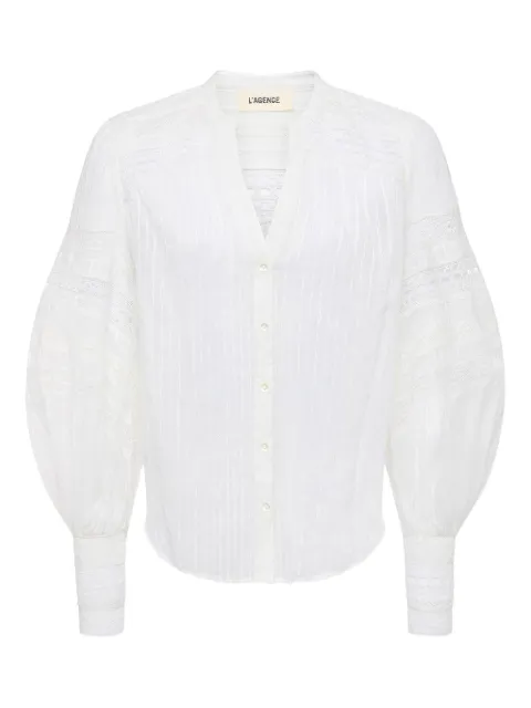L'Agence Kiera lace-trim balloon-sleeve shirt