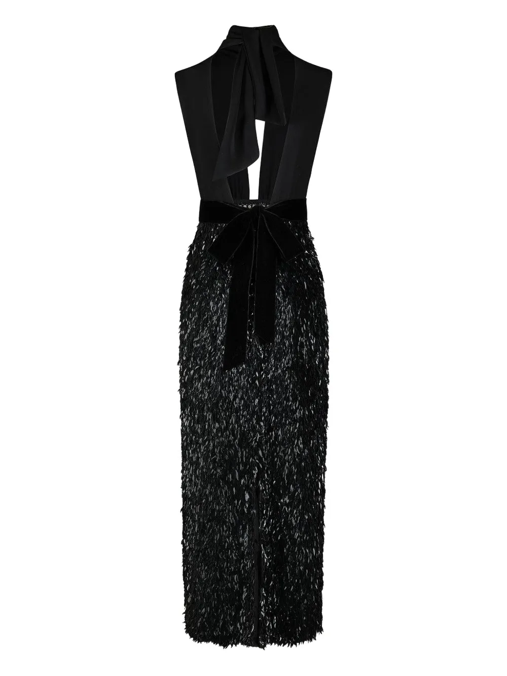 Johanna Ortiz Her Vibe Embellished Keyhole-neck Maxi Dress In Black