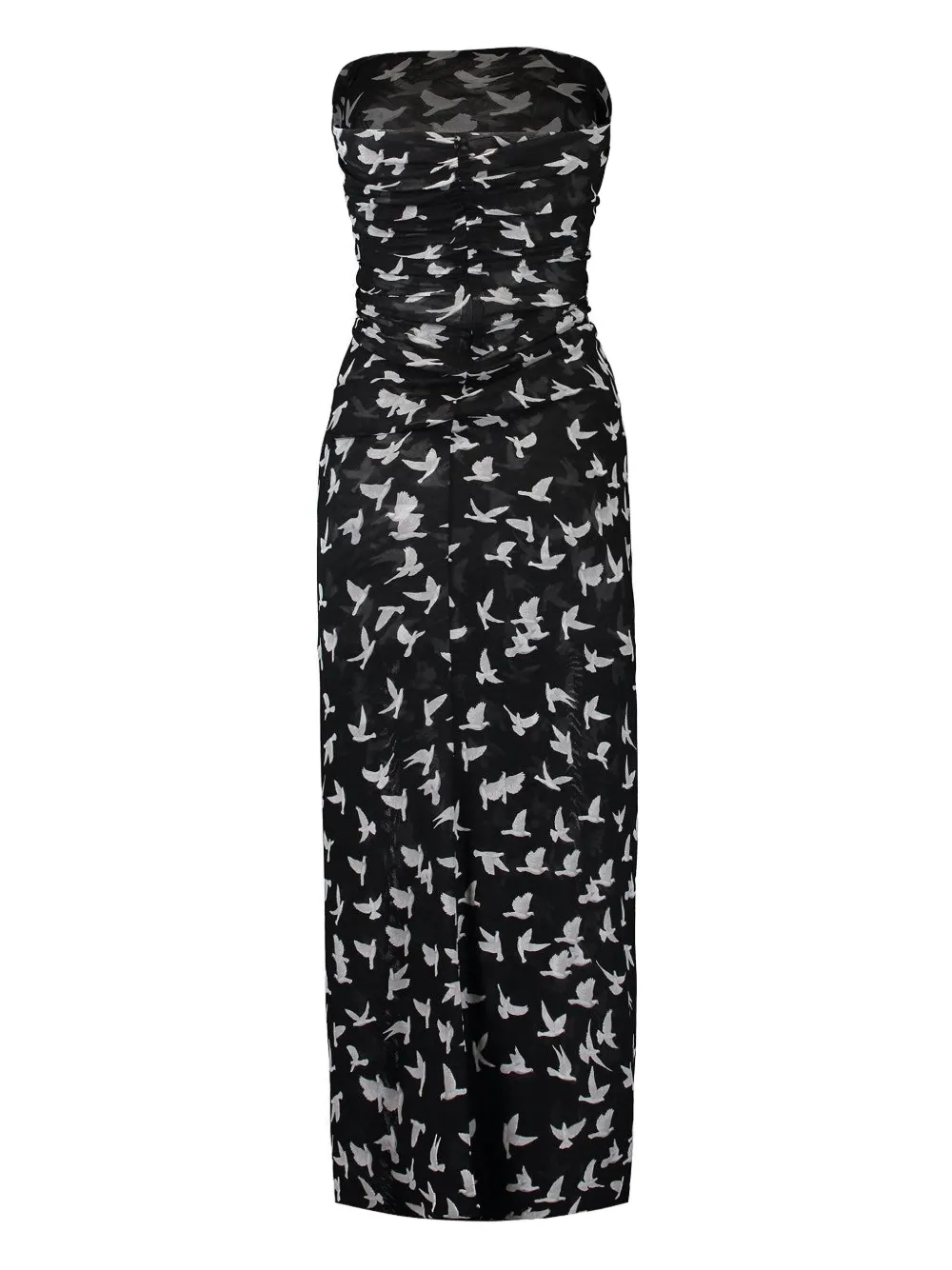 Stella McCartney dove-print strapless dress Zwart