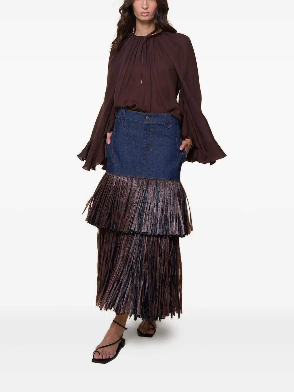 Johanna Ortiz ruffled-sleeve blouse - Rood