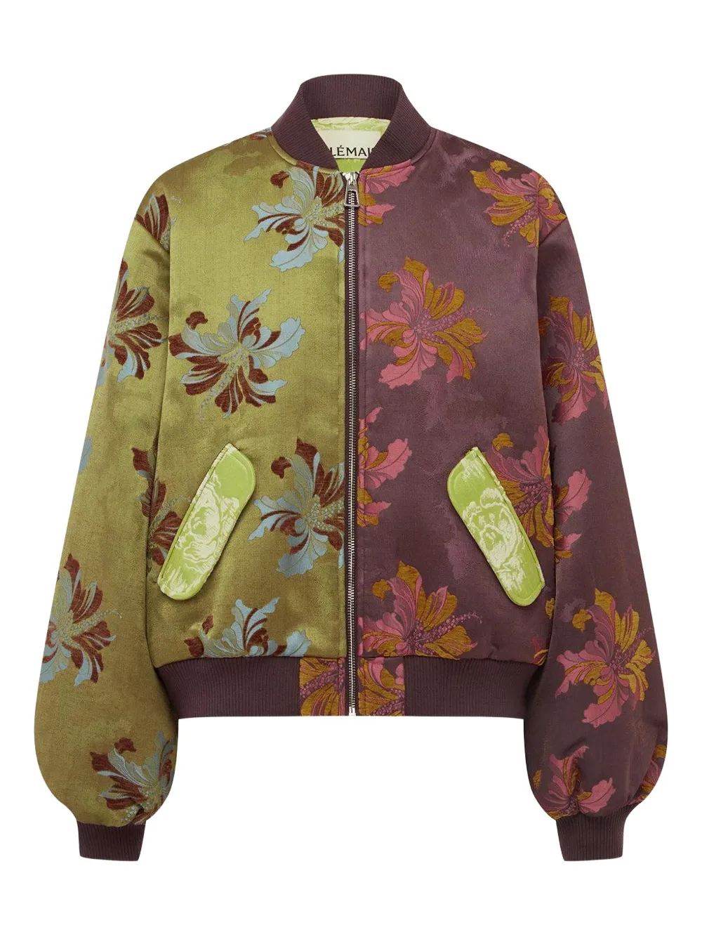 Alemais Adriana Brocade-effect Bomber Jacket In Green