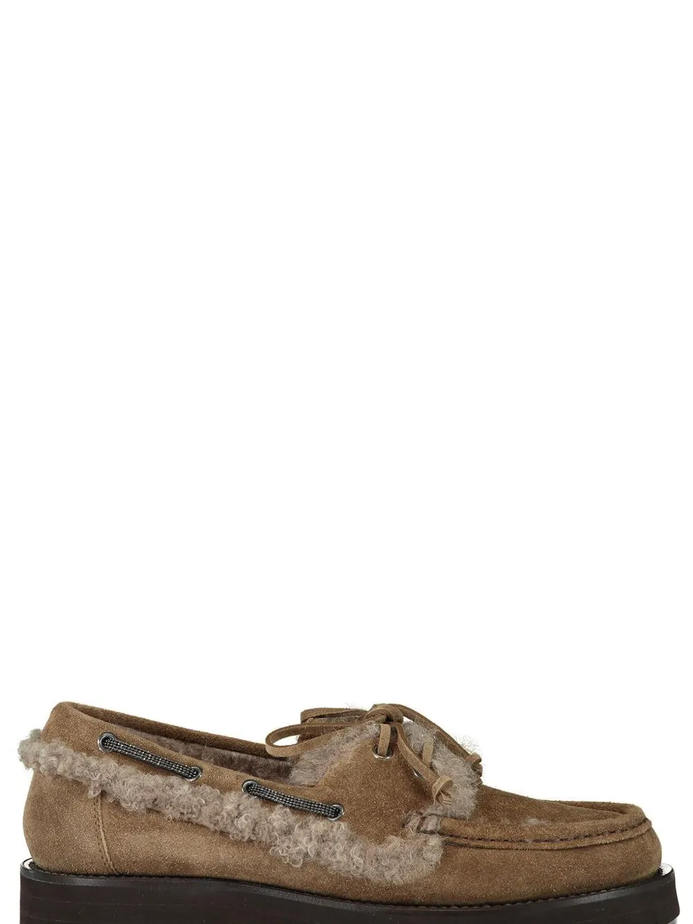 Brunello Cucinelli Loafers met fleece afwerking - Bruin