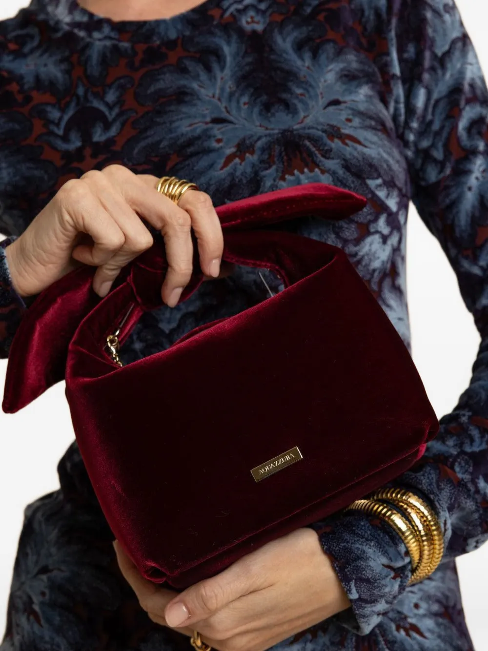 Aquazzura Bow-tie Velvet Tote Bag In Burgundy