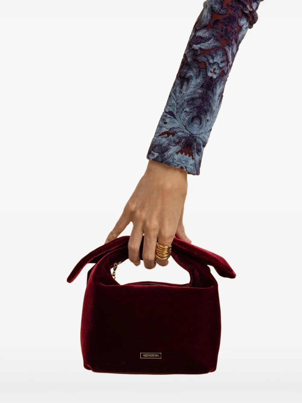 Aquazzura bow-tie velvet tote bag - Rood