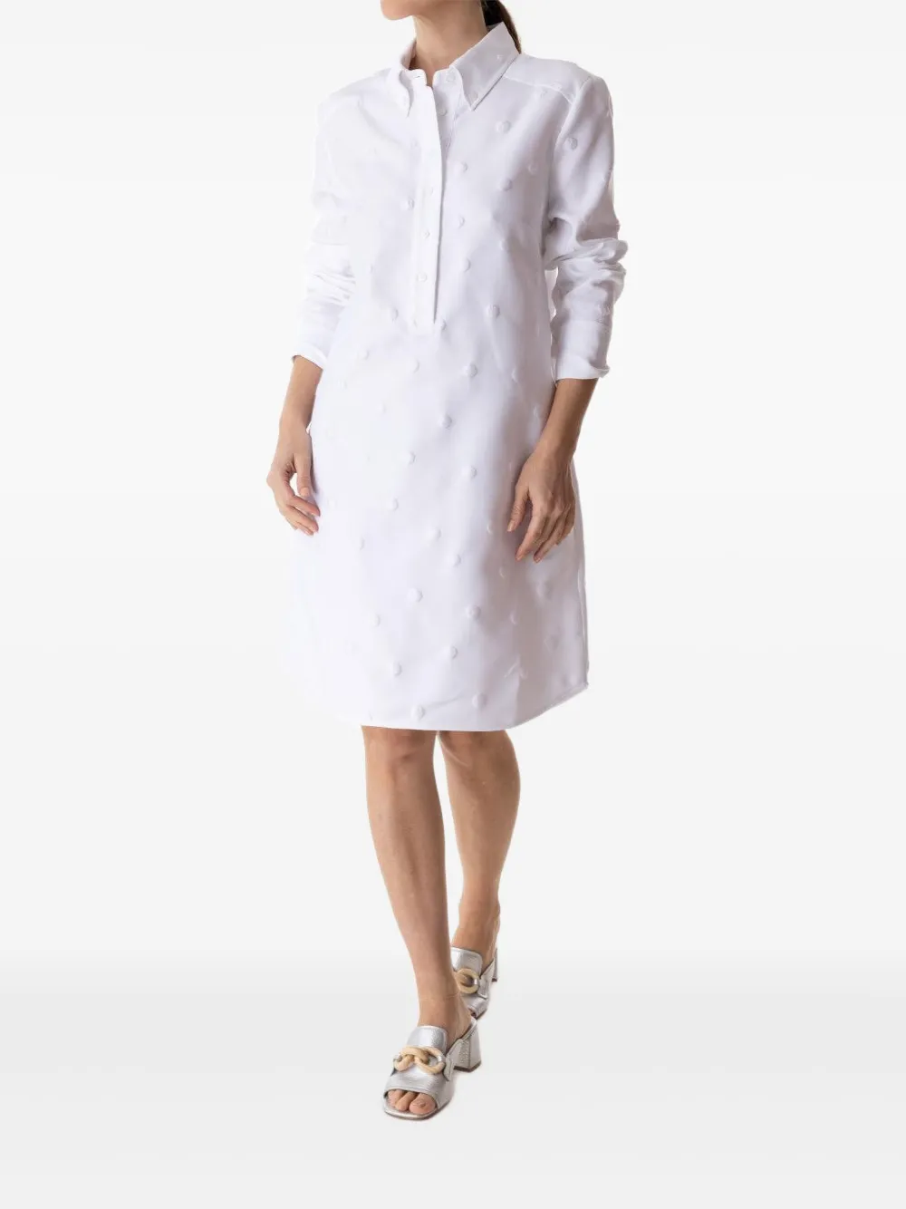 Brandon Maxwell Lola textured-dot shirt dress - Wit