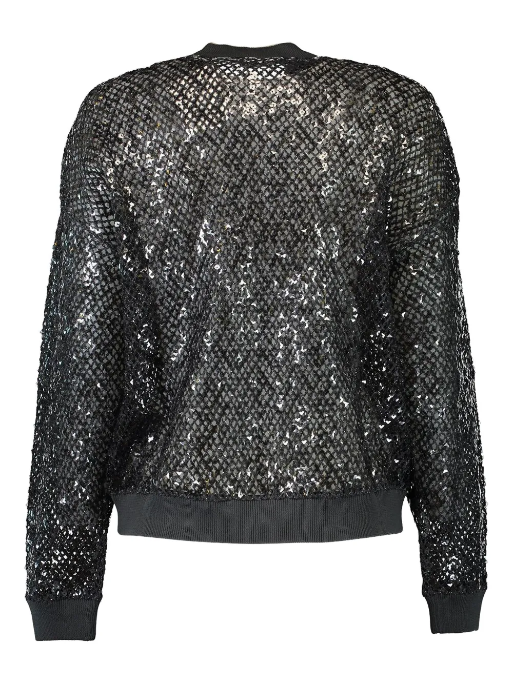Brunello Cucinelli sequin-knitted bomber jacket Zwart