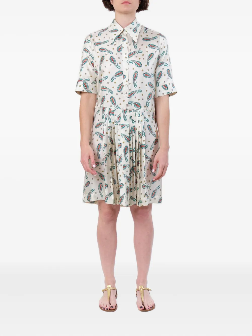 La Prestic Ouiston paisley-print pleated dress - Wit