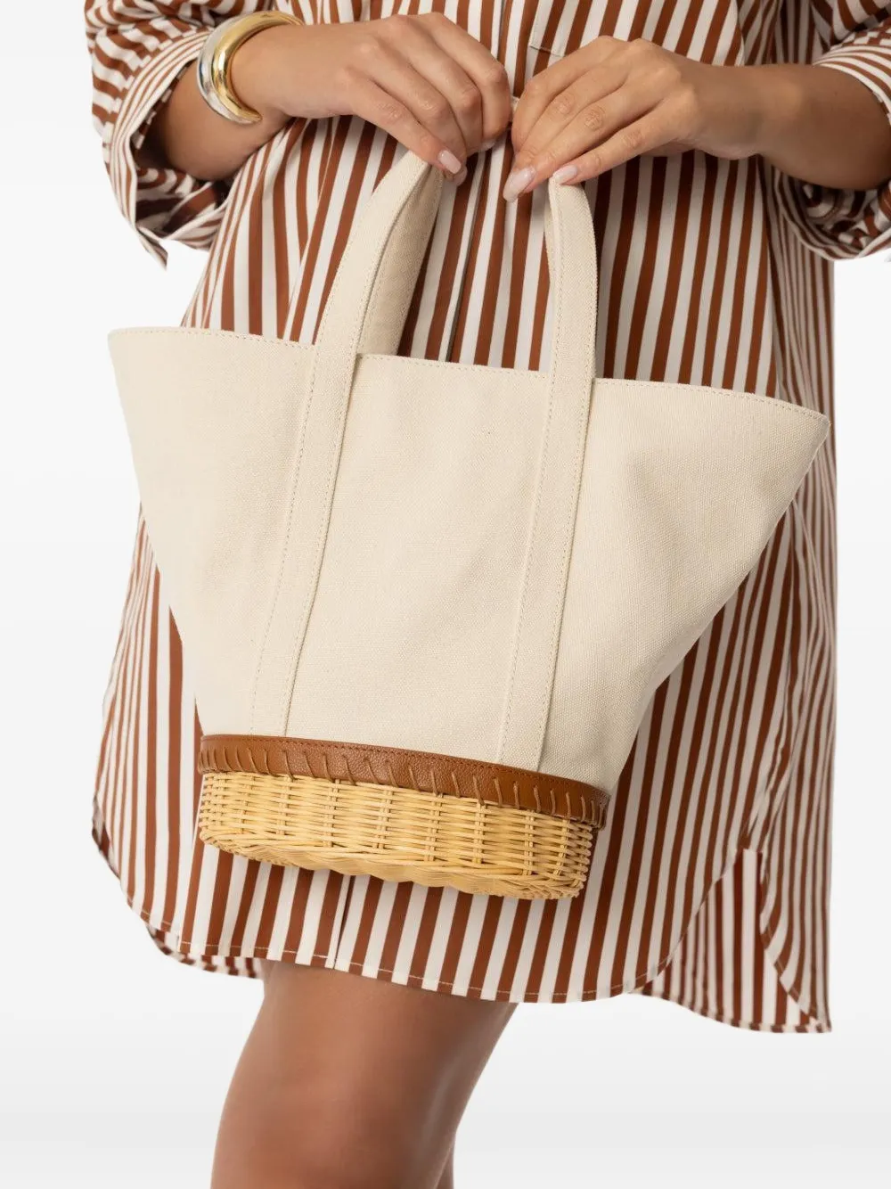 Pamela Munson The Gardener canvas wicker tote bag - Beige