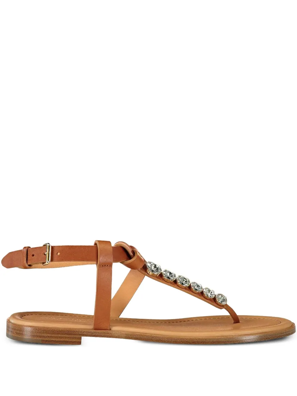 Giambattista Valli Crystal Leather Flat Sandals In Burgundy