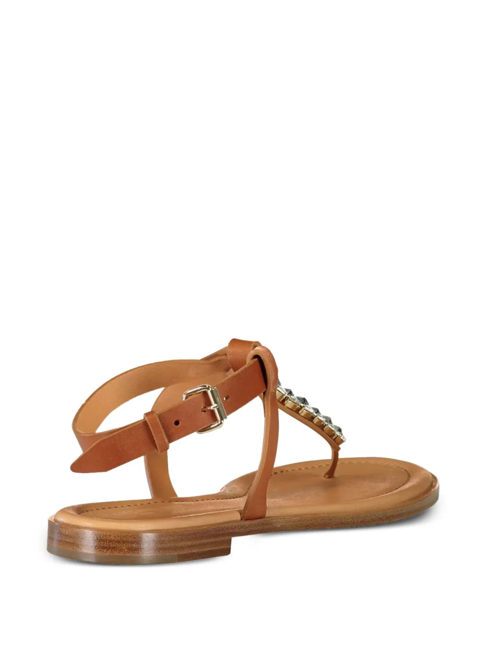 Giambattista Valli Crystal Leather Flat Sandals In Burgundy