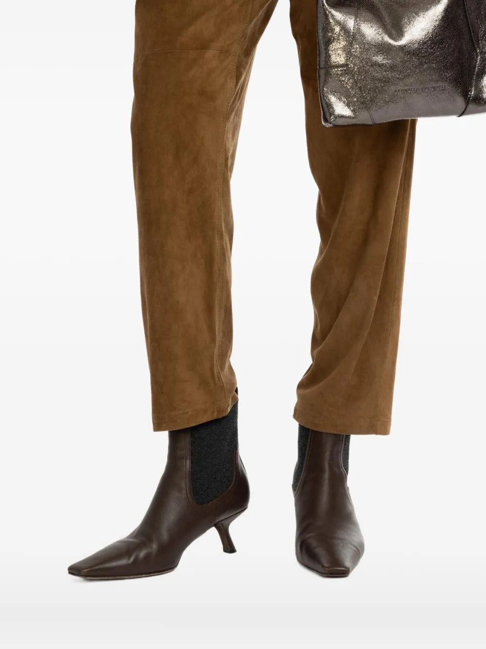 Brunello Cucinelli Kitten-heel Pointed-toe Boots In Brown
