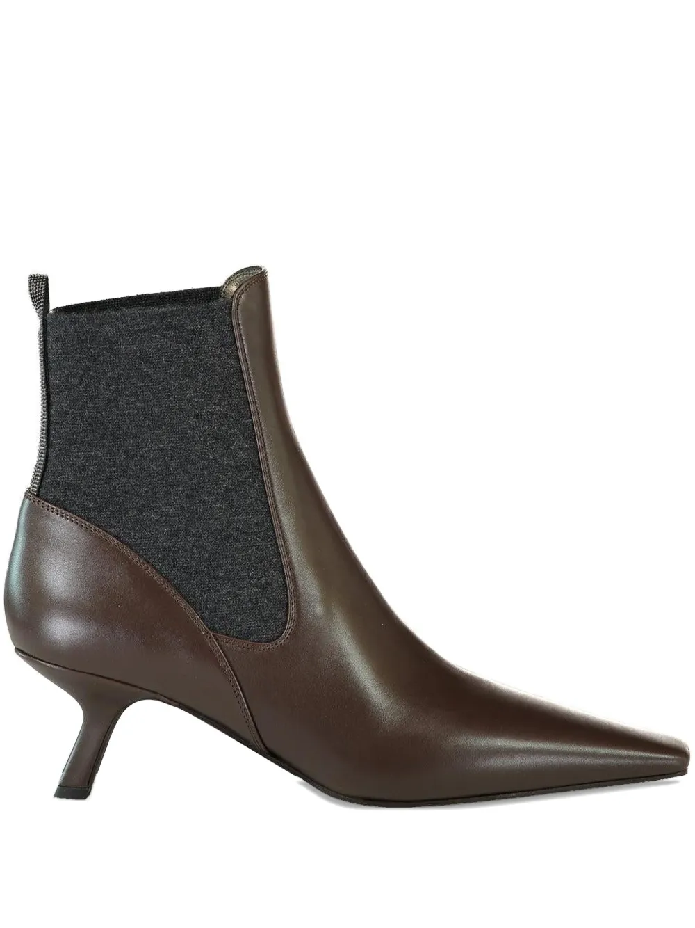 Brunello Cucinelli Kitten-heel Pointed-toe Boots In Brown