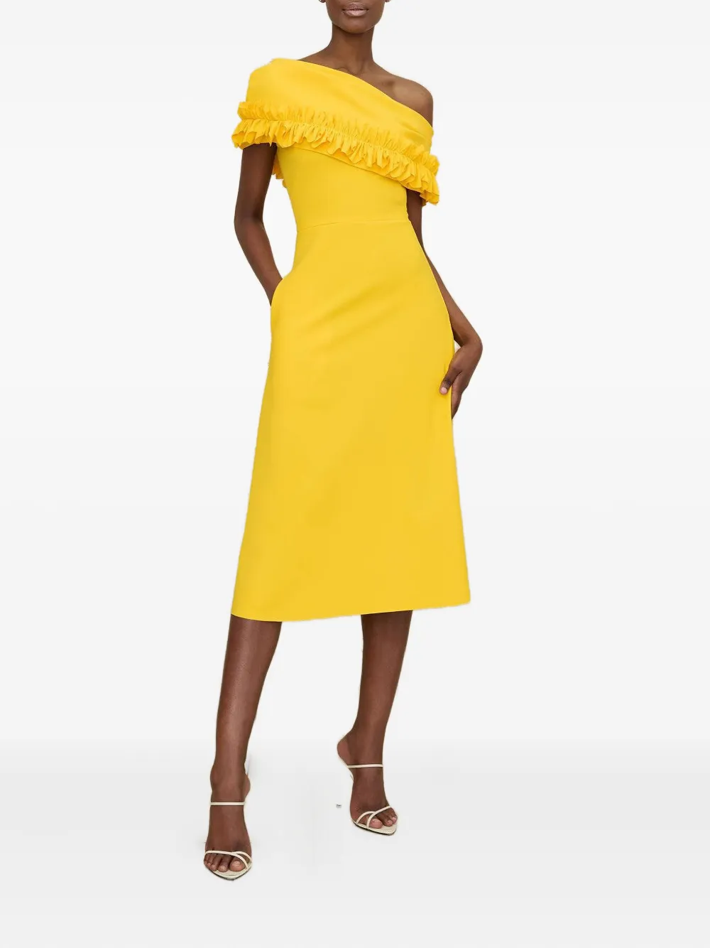 Greta Constantine Lofiyah one-shoulder ruffled dress - Geel