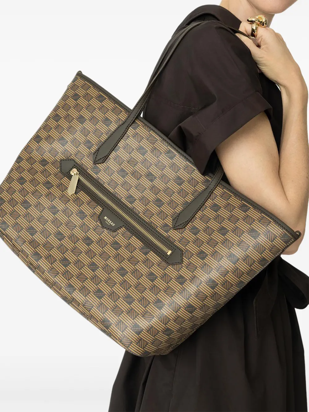 Moreau medium Monaco geometric-pattern shoulder bag Bruin