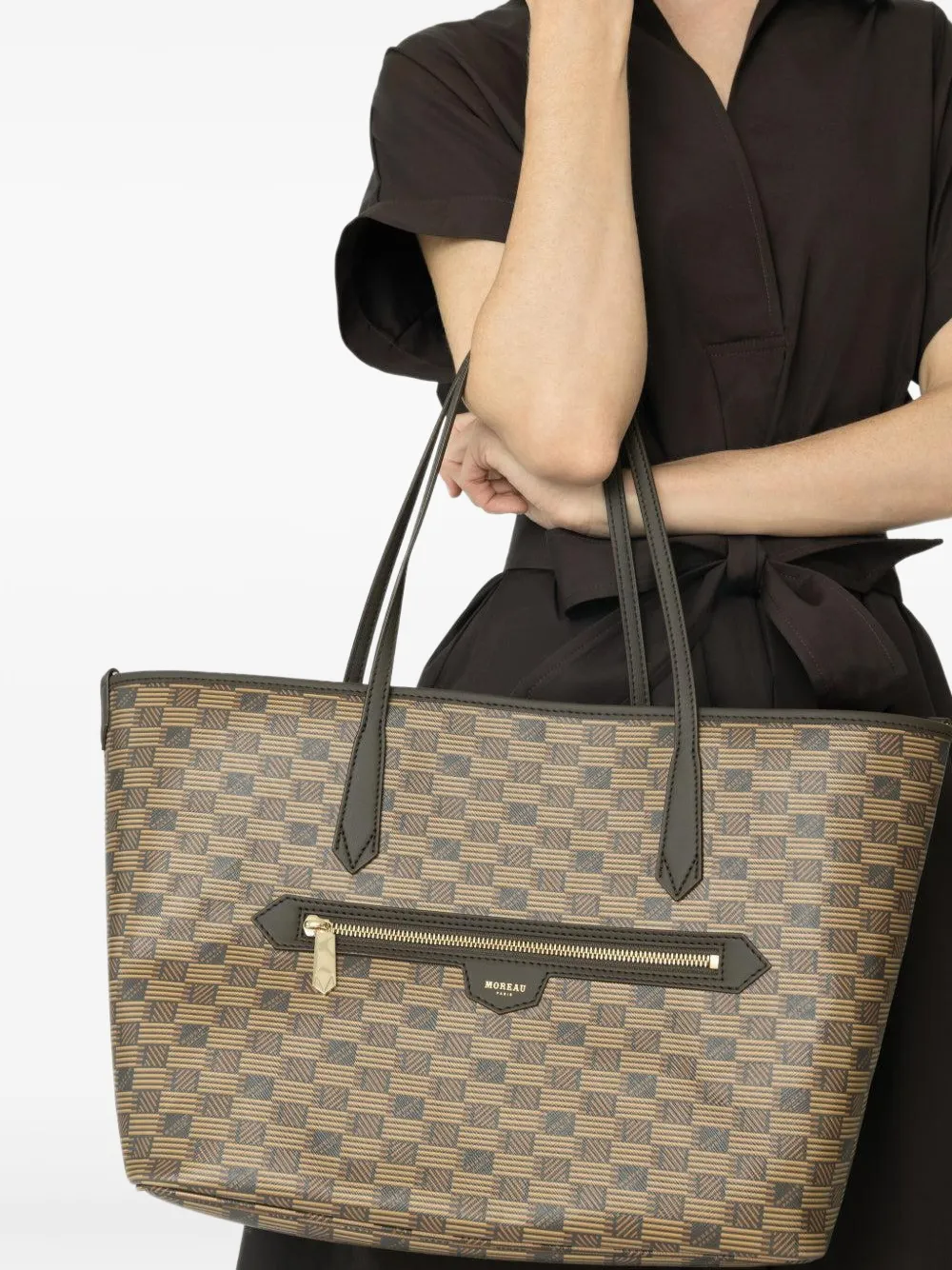 Moreau medium Monaco geometric-pattern shoulder bag - Bruin