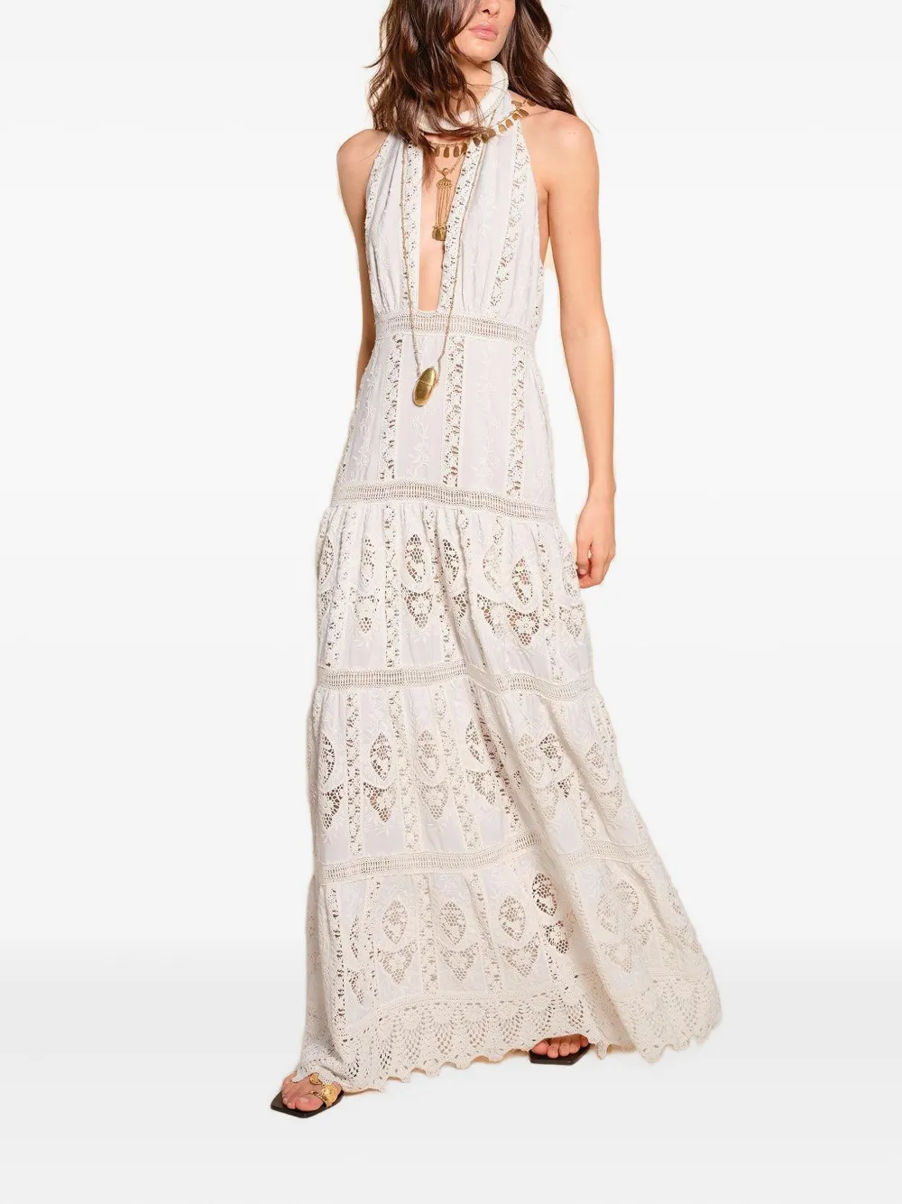 Johanna Ortiz Luz Tropical Halter-neck Maxi Dress In White