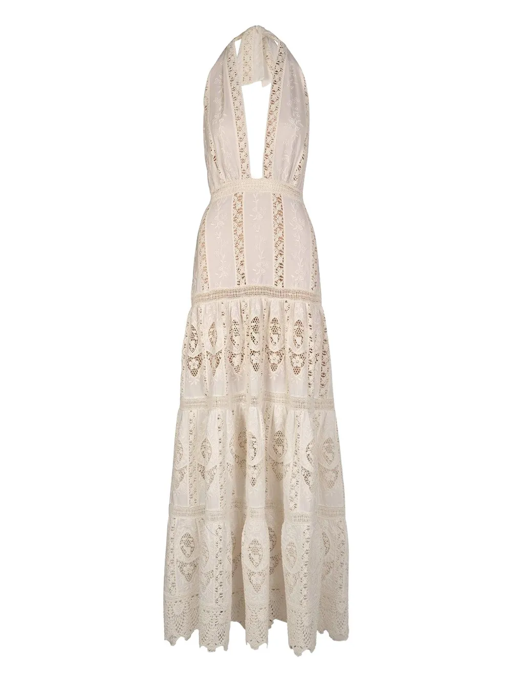 Johanna Ortiz Luz Tropical Halter-neck Maxi Dress In White