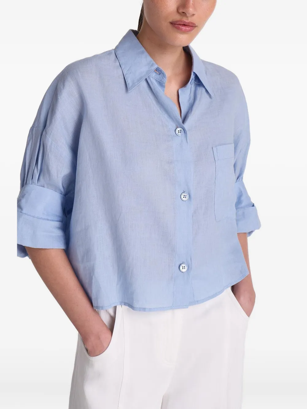 Twp Next Ex Linen Shirt In Blue