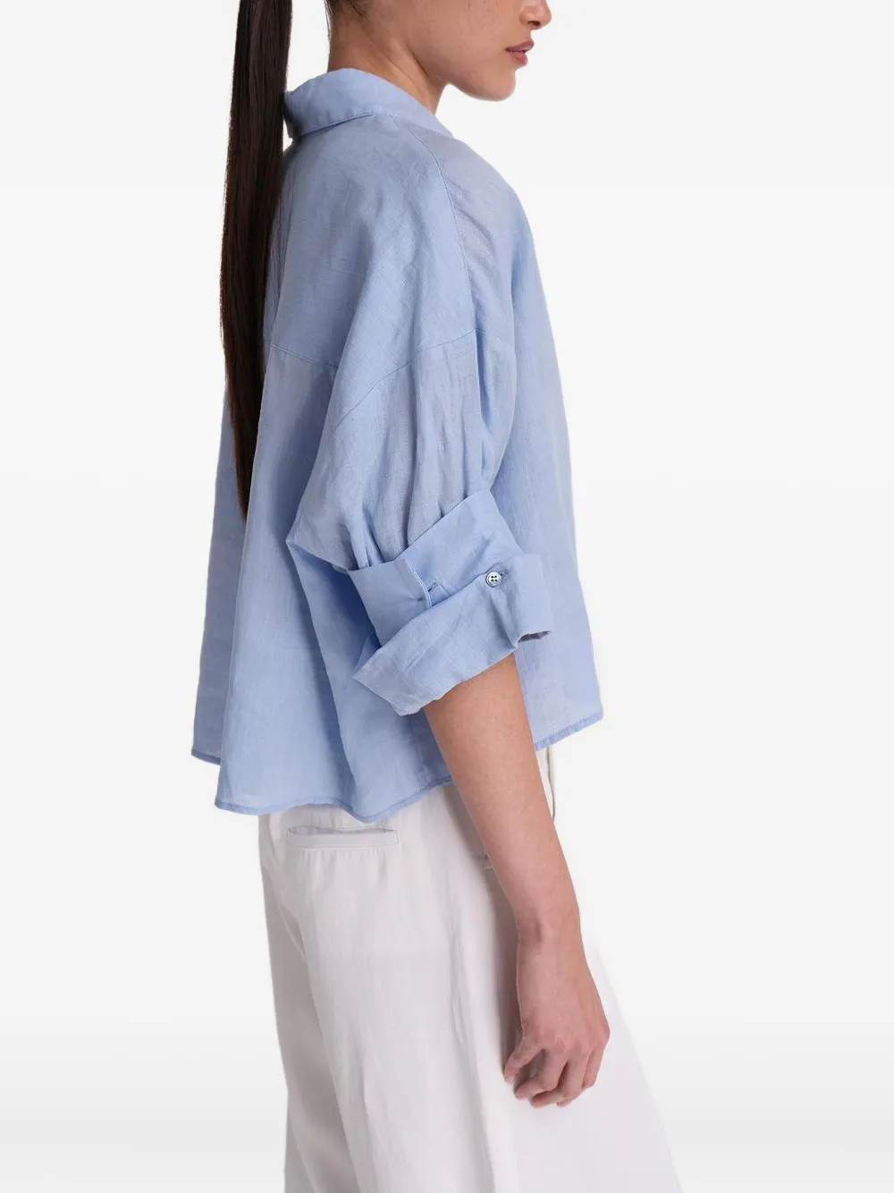 Twp Next Ex Linen Shirt In Blue