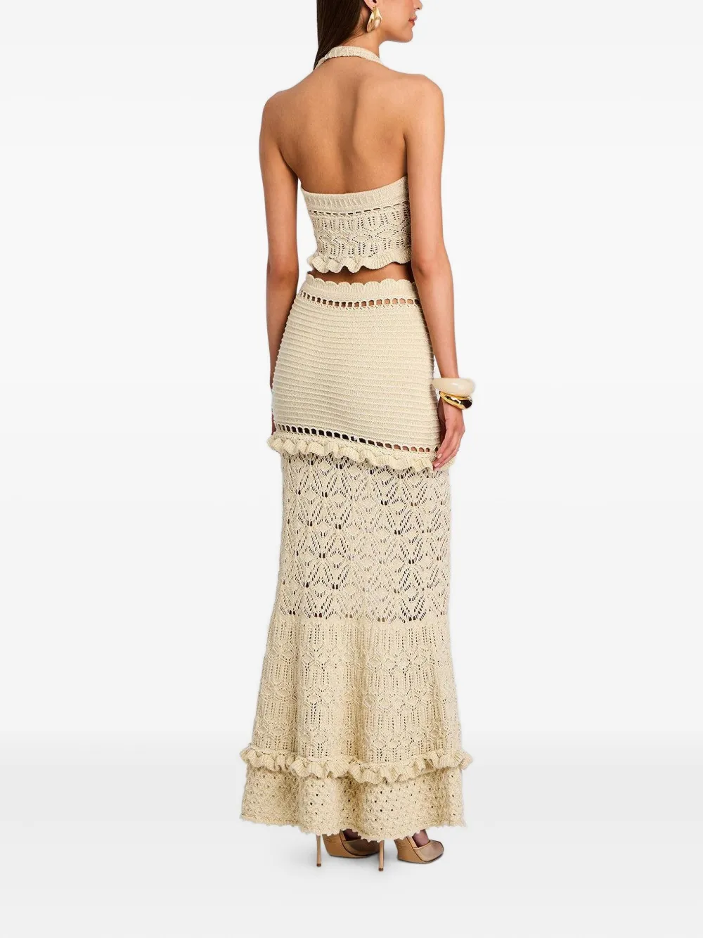 Retrofete crochet halterneck top Beige
