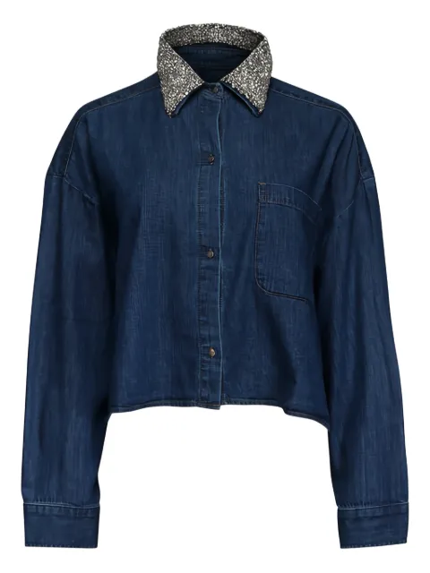 TWP crystal-collar denim shirt