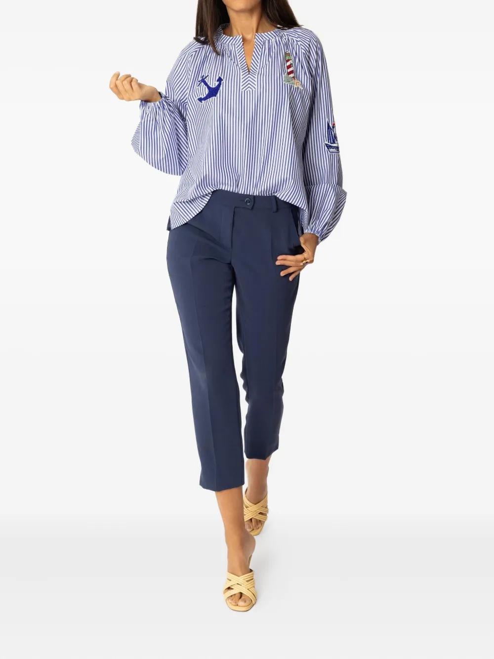 Maison Common Signature Trousers In Blue