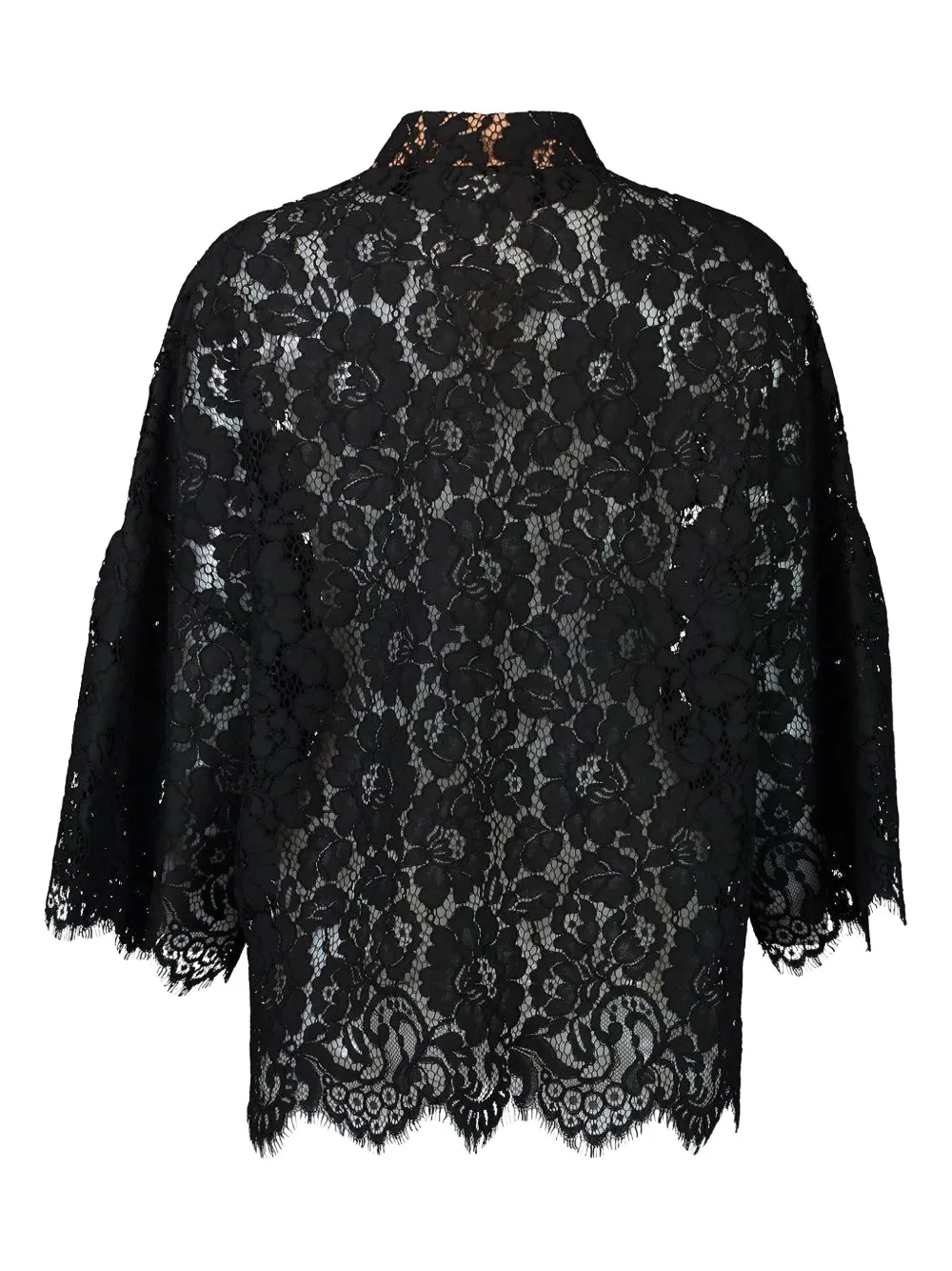 Michael Kors Lace Flare-sleeve Shirt In Black