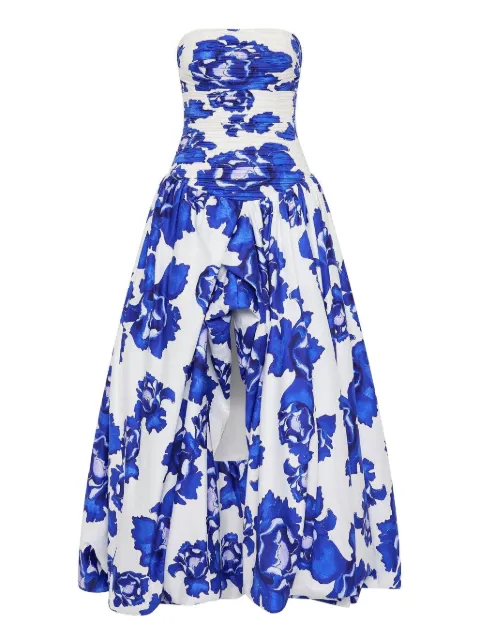 Aje floral-print strapless dress