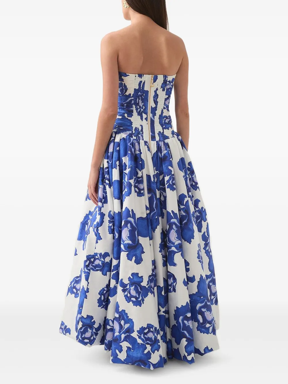 Aje floral-print strapless dress Blauw