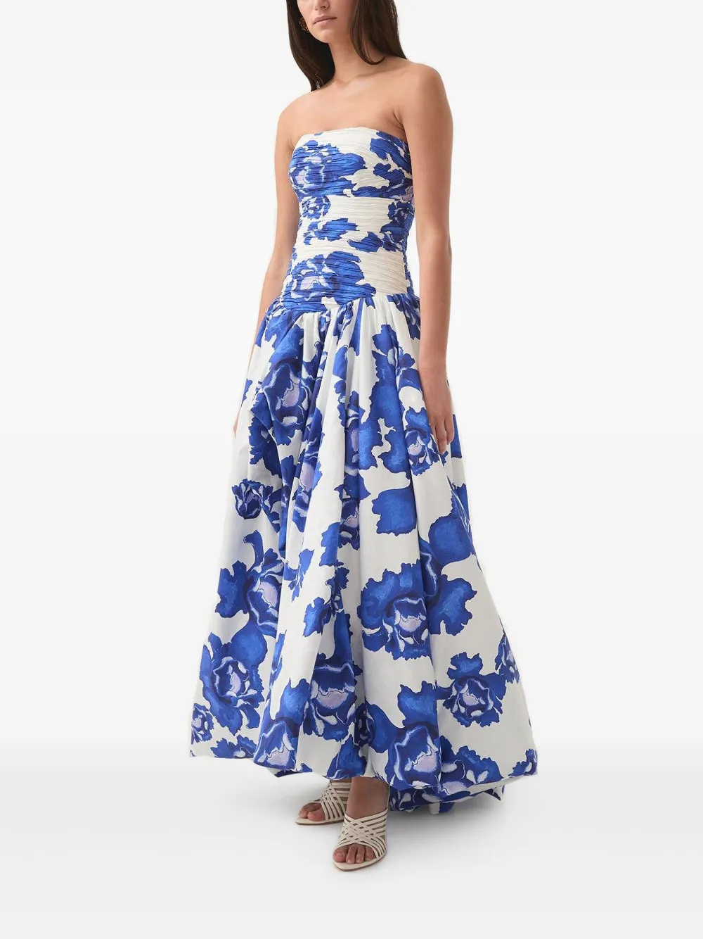 Aje floral-print strapless dress - Blauw