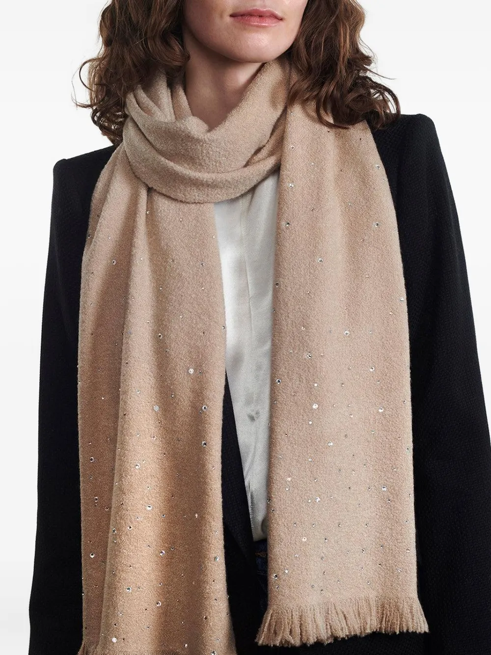 Jane Carr The Krug Fringed Scarf In Neutral