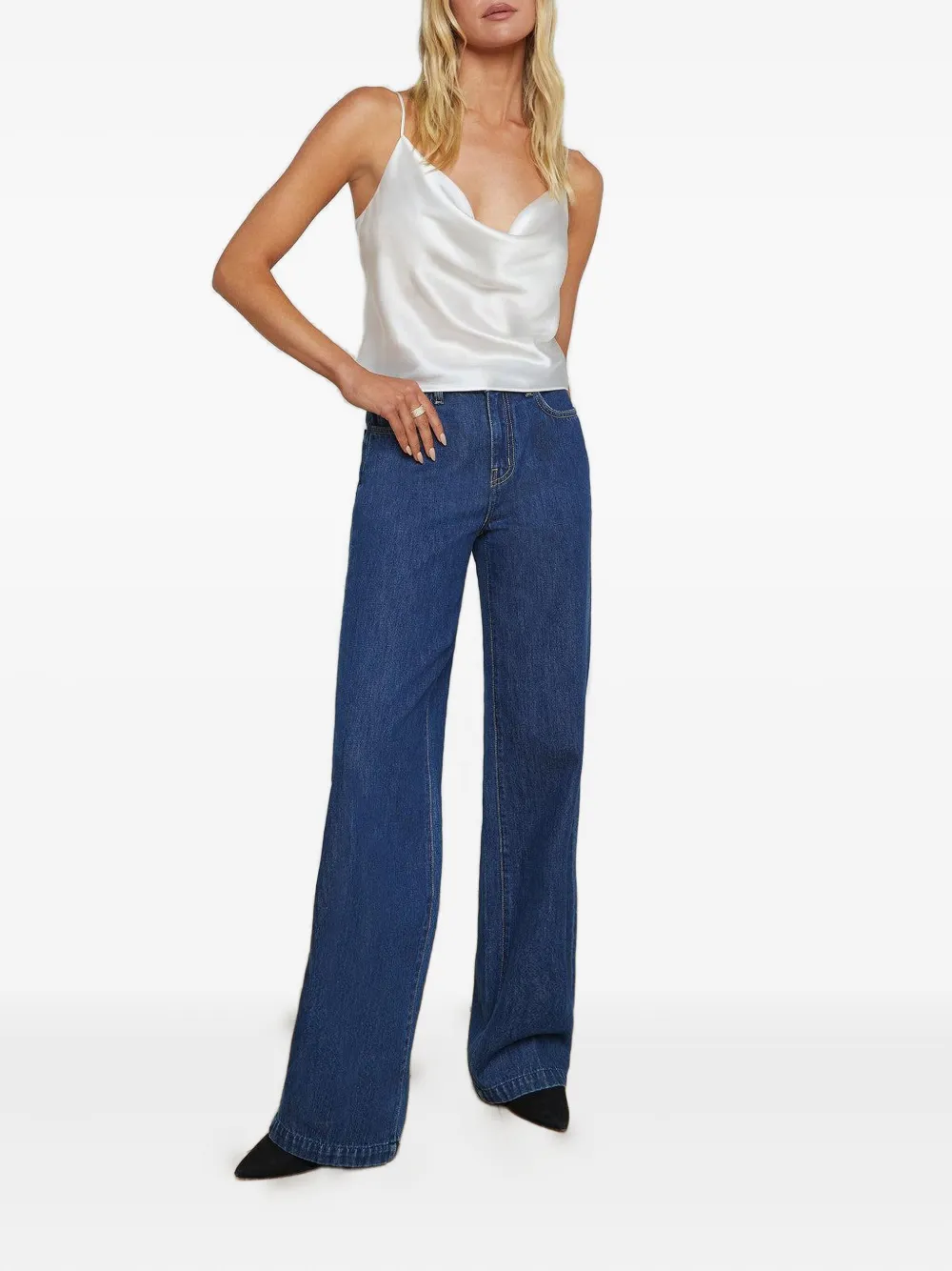 L Agence Calista Cowl-neck Tank Top In Gray
