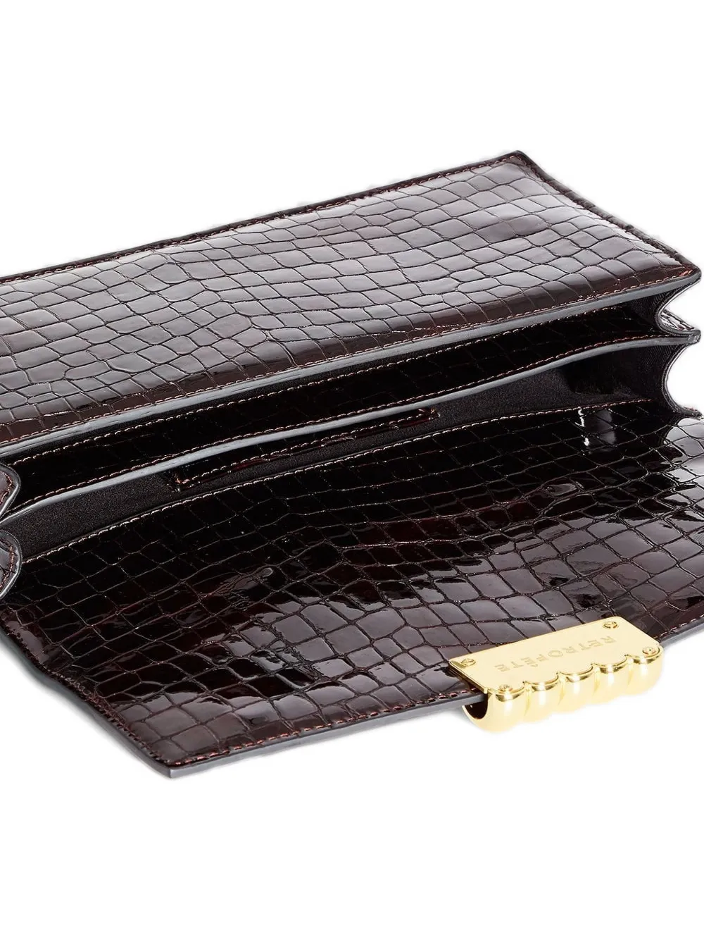 Retrofete Phoebe crocodile-embossed clutch bag Rood