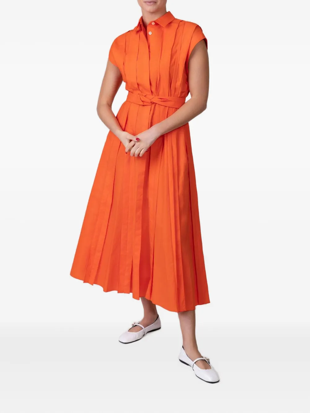 Mantu pleated belted dress - Oranje
