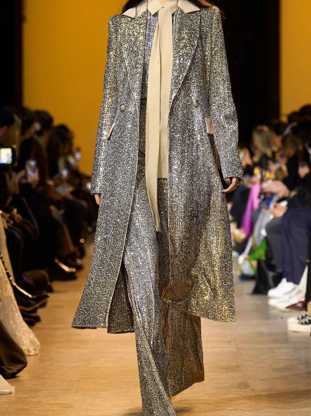Elie Saab Sequin-embroidered Trousers In Gold