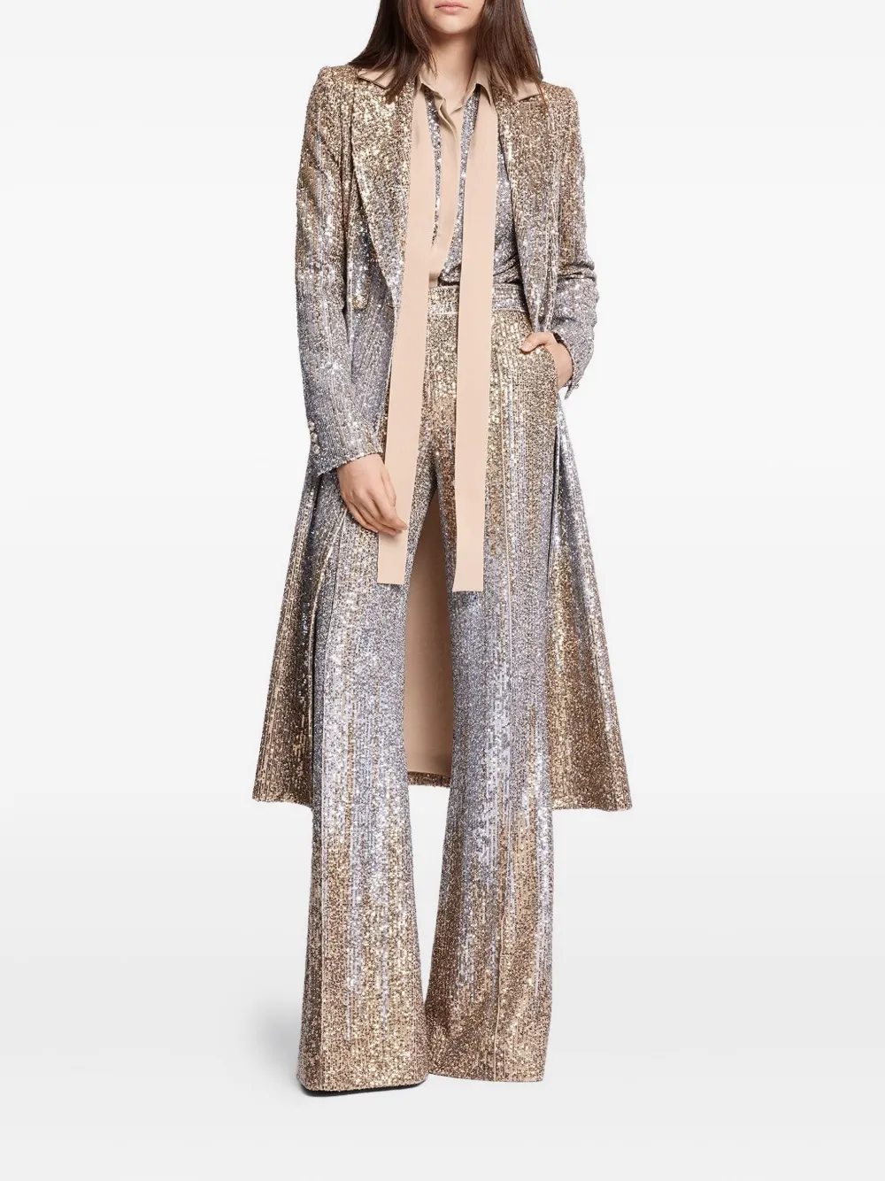 Elie Saab sequin-embroidered trousers - Geel