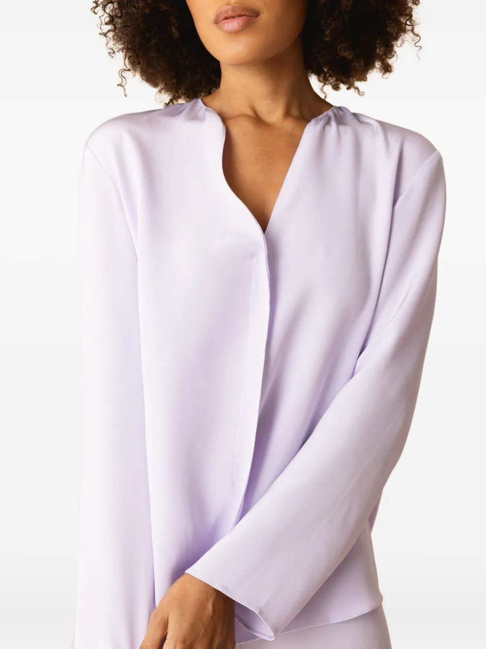 Peter Cohen Long-sleeve V-neck Shirt In Purple