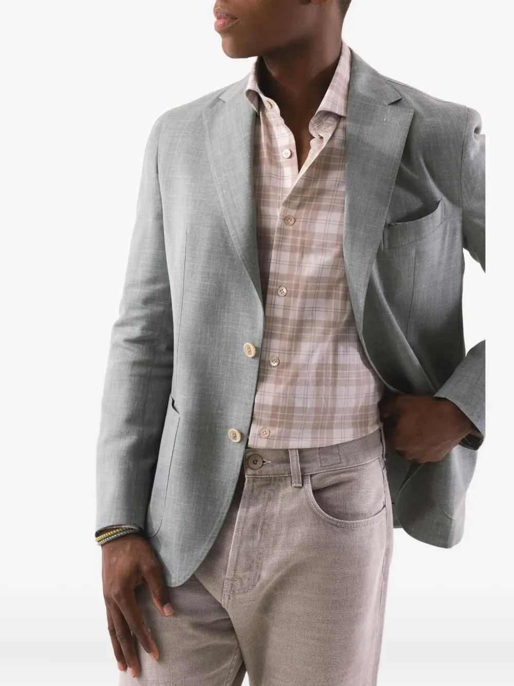 Eleventy single-breasted patch-pocket blazer Grijs