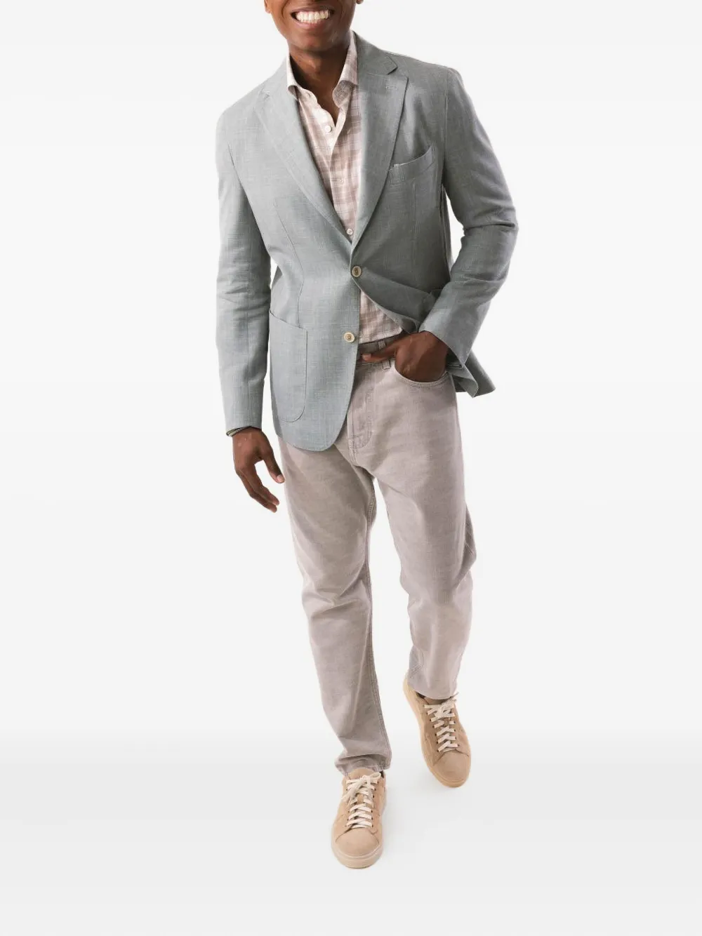 Eleventy single-breasted patch-pocket blazer Grijs