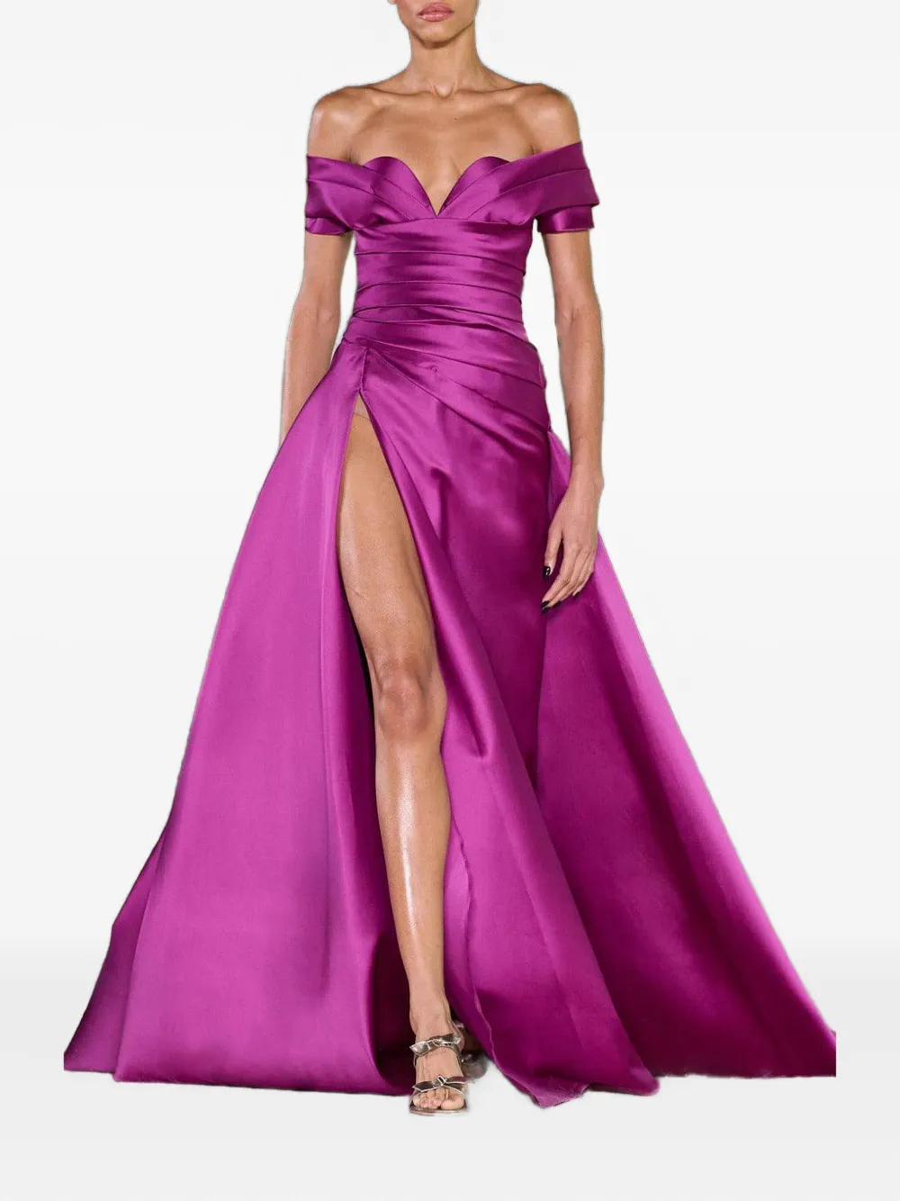 Naeem Khan strapless pleated maxi dress - Roze