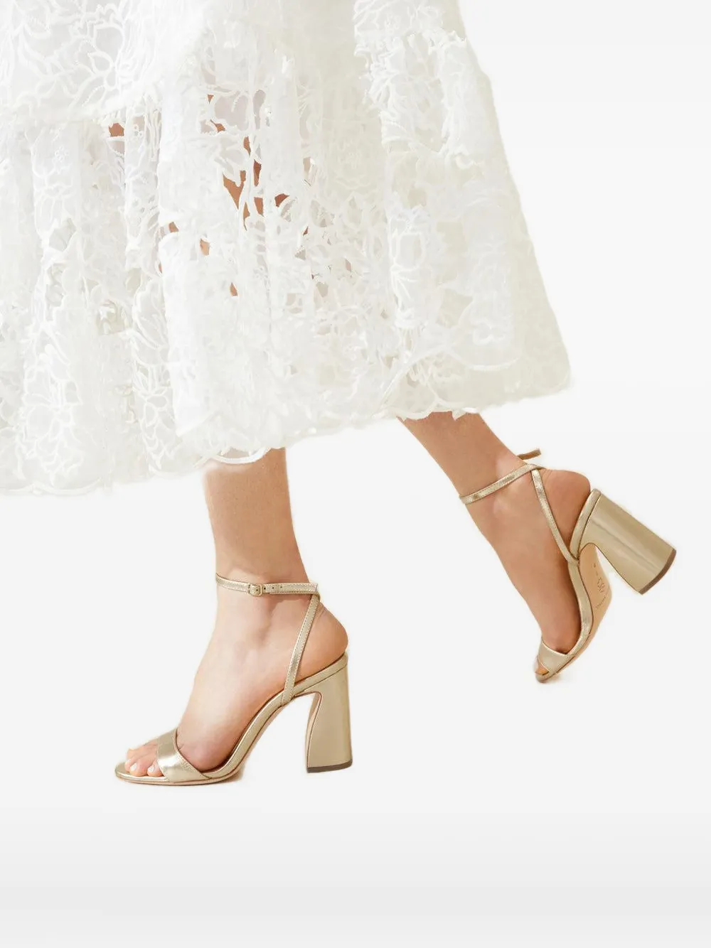 Loeffler Randall 90mm ankle-strap block-heel sandals Goud