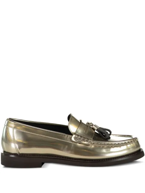 Brunello Cucinelli metallic-finish tassel loafers