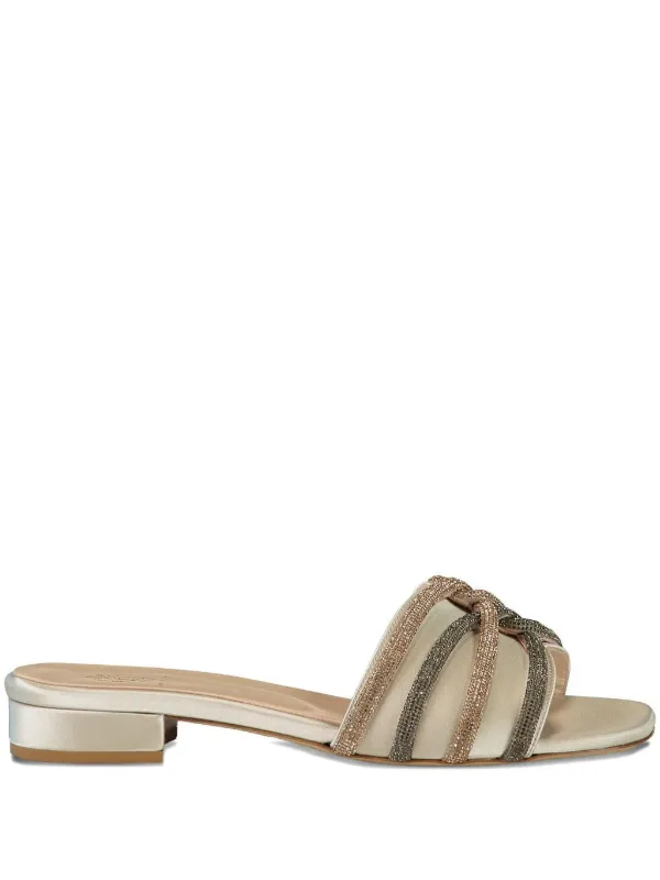 Eleventy Crystal Sandals in Neutrals