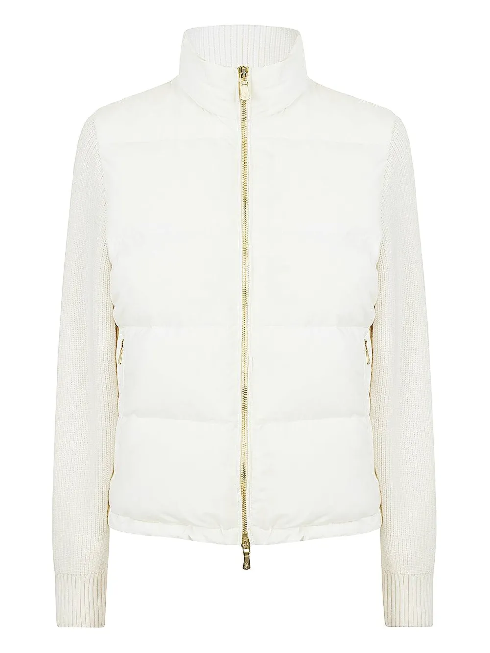 Eleventy quilted knitted-sleeve jacket - Bianco