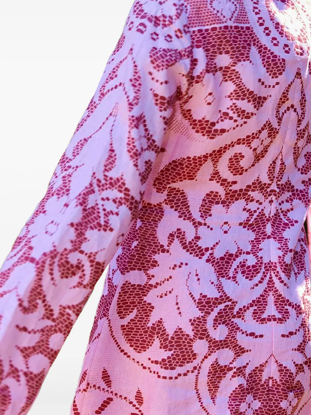 Aston Studio Maggie lace-print long-sleeve mini dress Roze