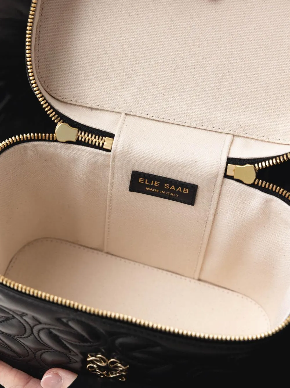 Elie Saab Logo-plaque Quilted Tote Bag In Black