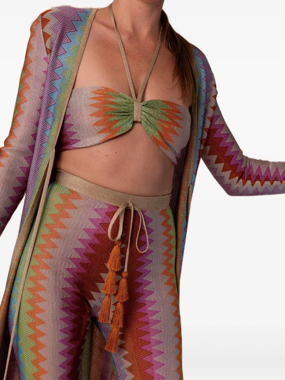 Alexis Annliese geometric-pattern tank top Beige