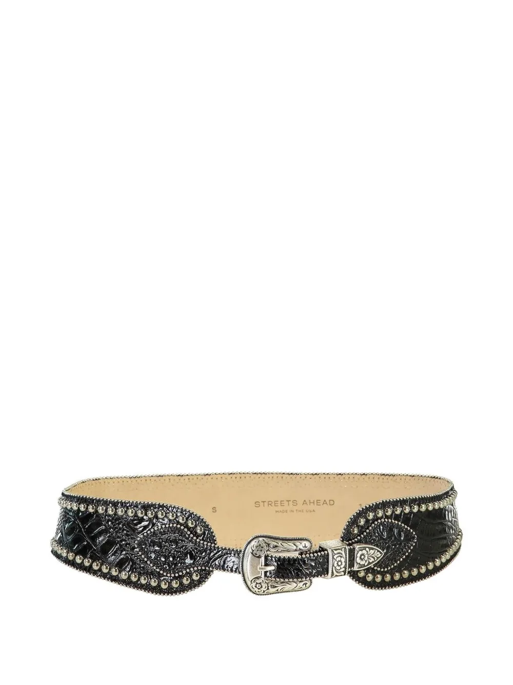 Streets Ahead Owen debossed studded belt - Nero
